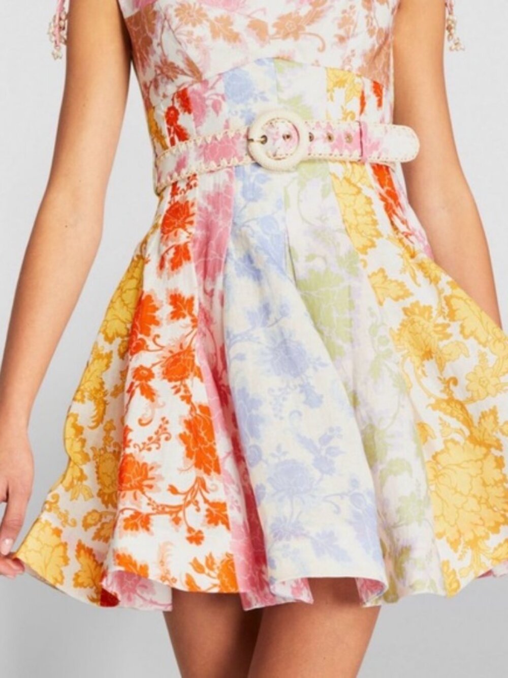 Zimmermann Postcard Spliced Multicolor Off-Shoulder Mini Dress. Size 1/S - Picture 4 of 15